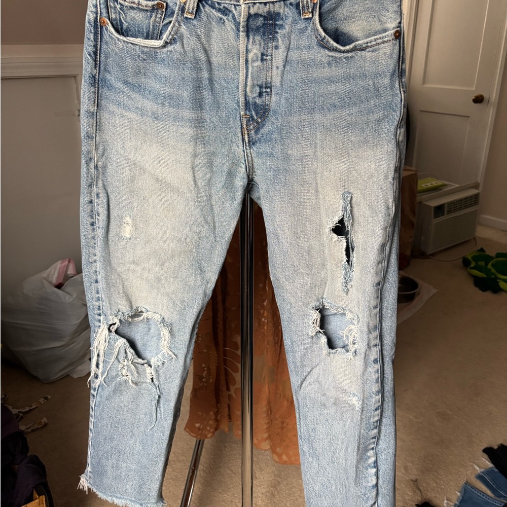 Levi's Classic High Waisted Distressed Cutoff Jeans